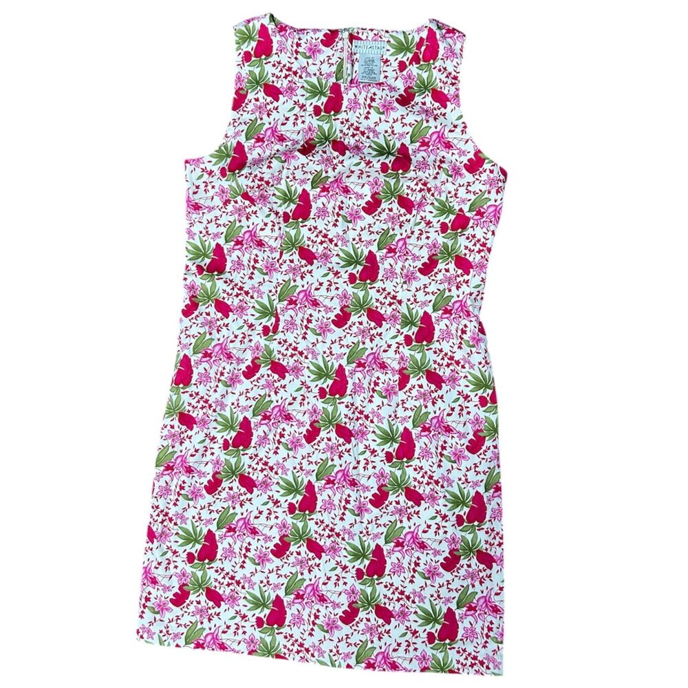 White Stag, Women's Floral Mini Dress, Pink Green Off-White, Size 12, Used
